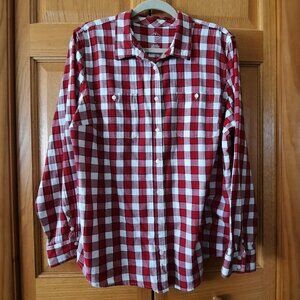 Top, St. John's Bay Red Check Cotton Blouse, XXL